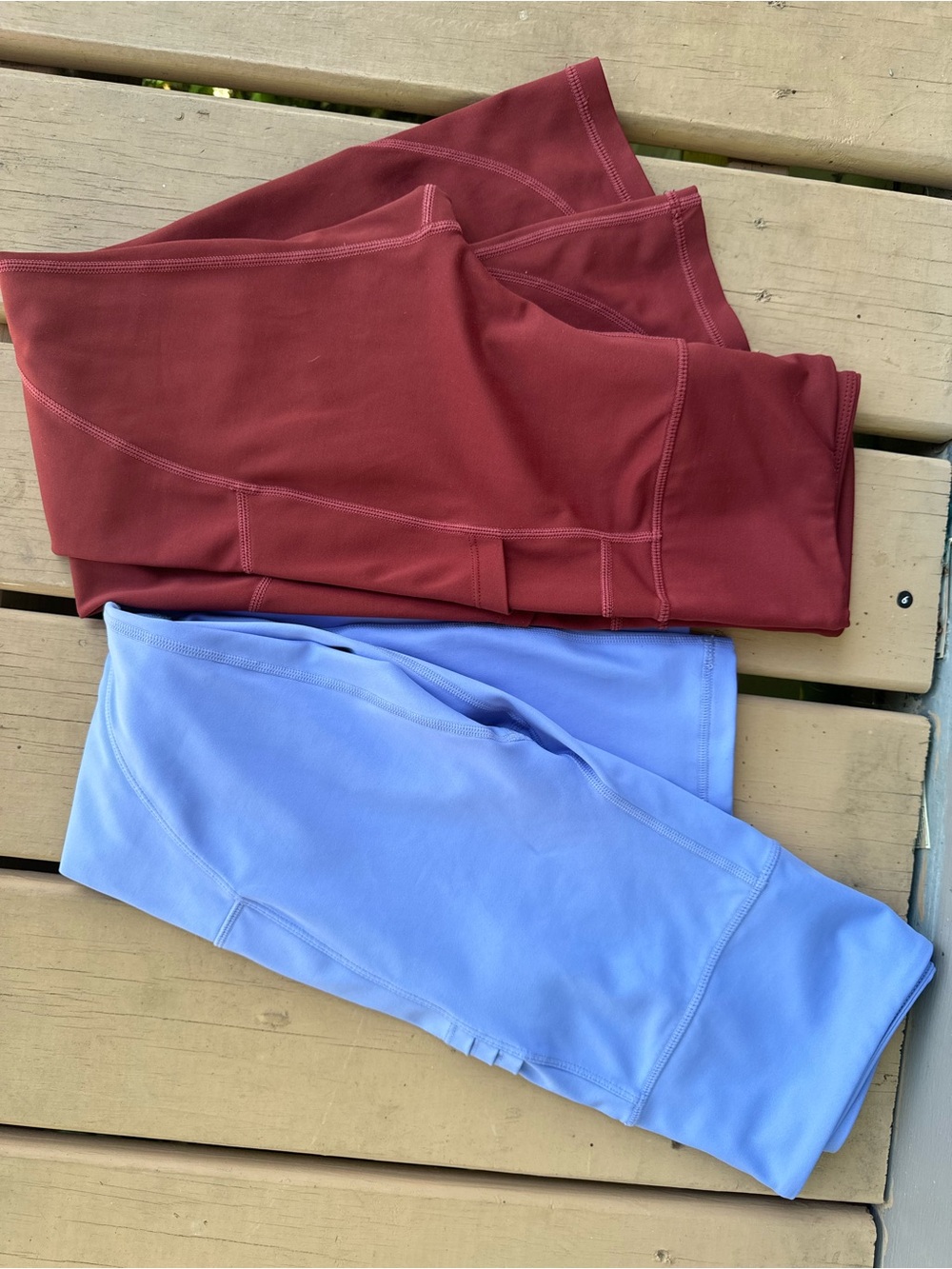 ZYIA womens Leggings in Burgundy and Light Blue